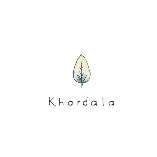 Logo of Khardala with a leaf design on a white background